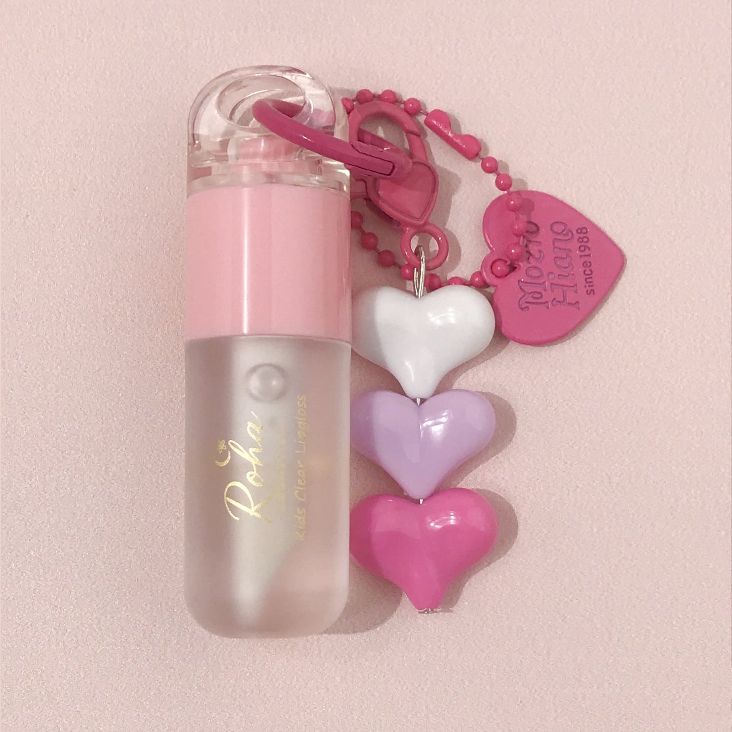 Clear Lip Gloss for kids with Keychain ( Pink)