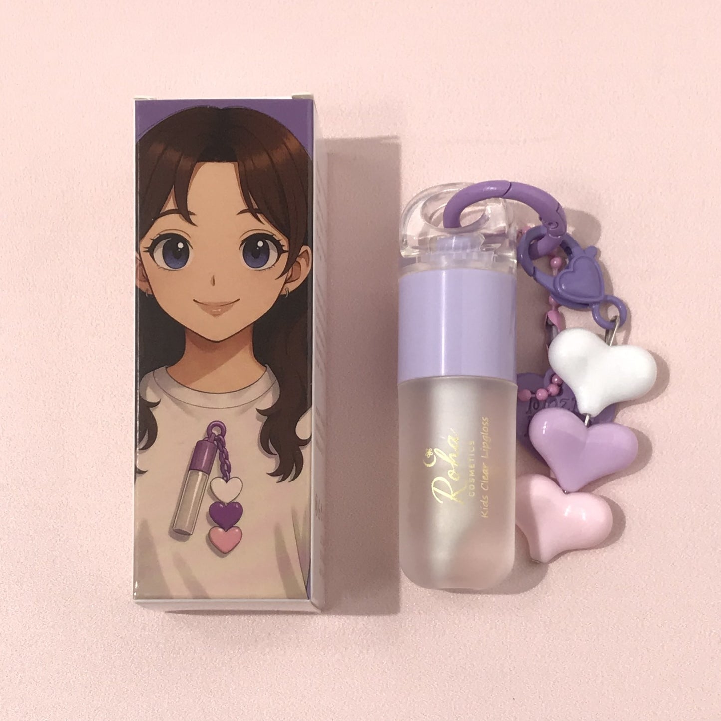 Clear Lip Gloss for Kids with Keychain (Purple)