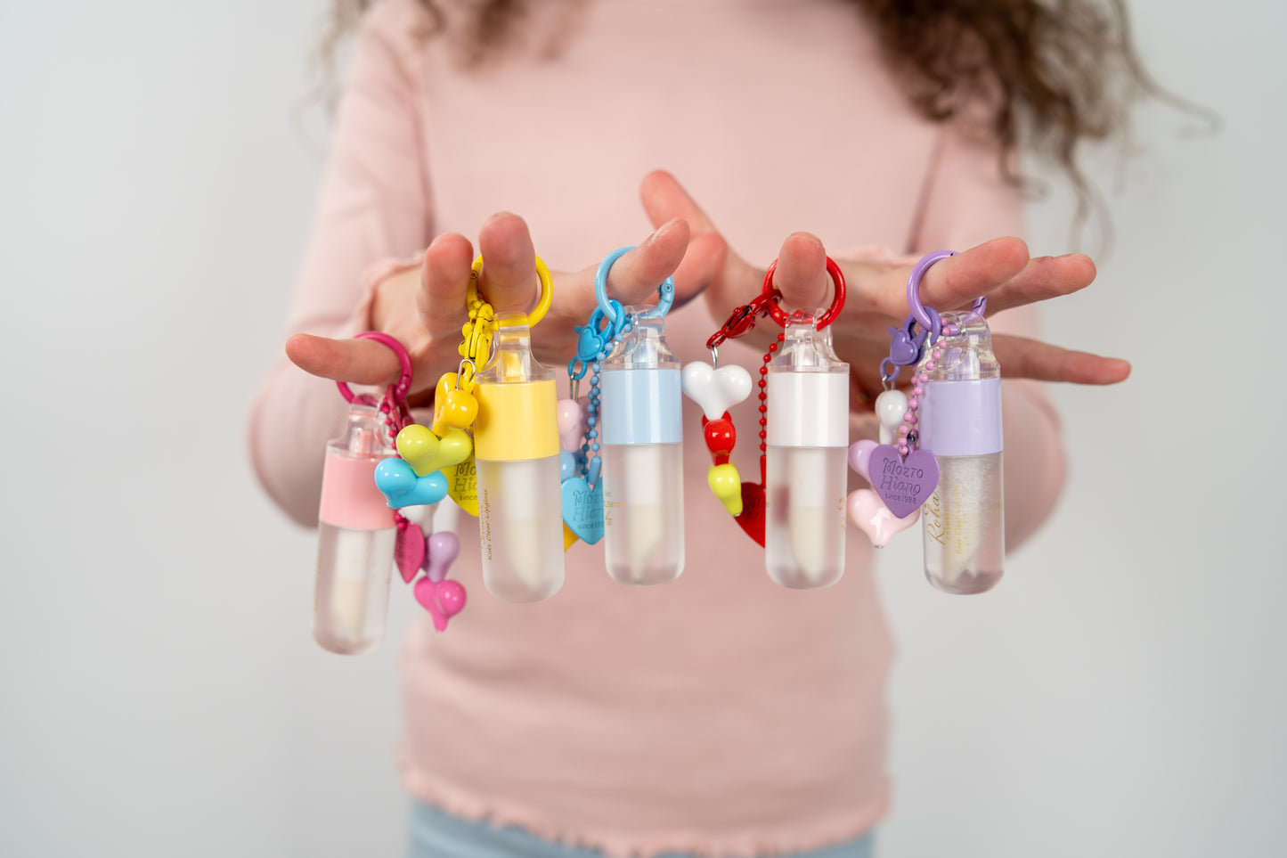 Clear Lip Gloss for Kids with Keychain (Red)