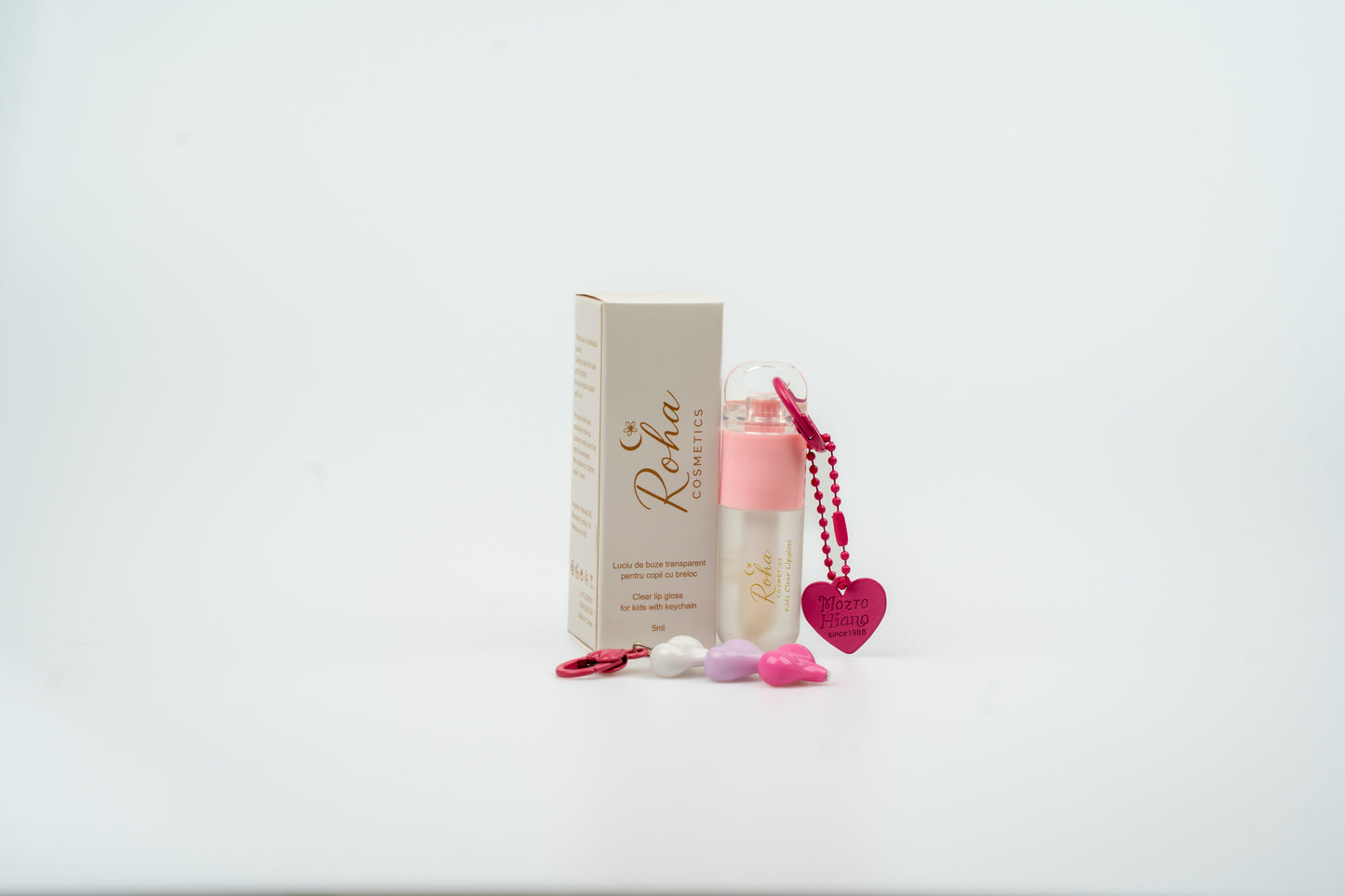 Clear Lip Gloss for kids with Keychain ( Pink)