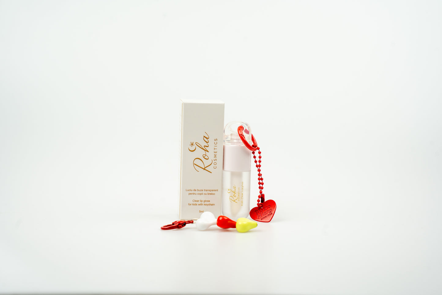 Clear Lip Gloss for Kids with Keychain (Red)