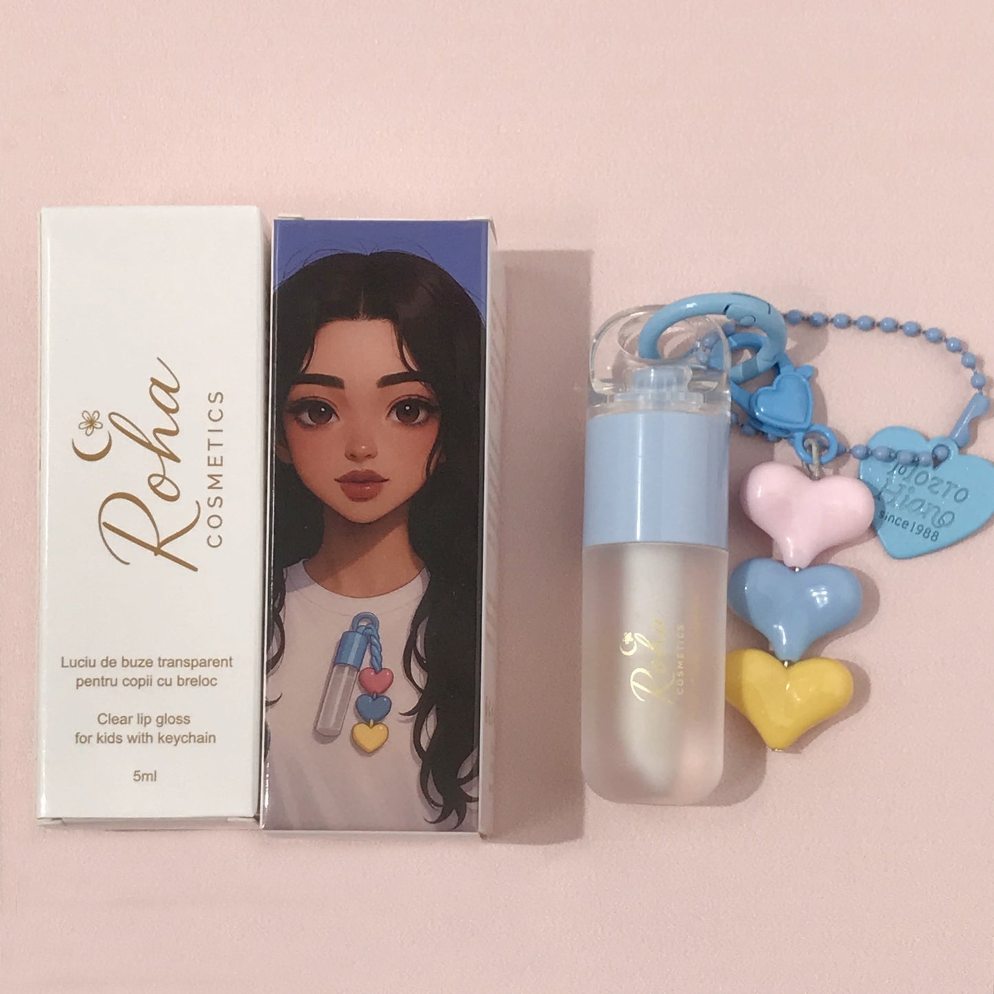 Clear Lip Gloss for Kids with keychain (Blue)