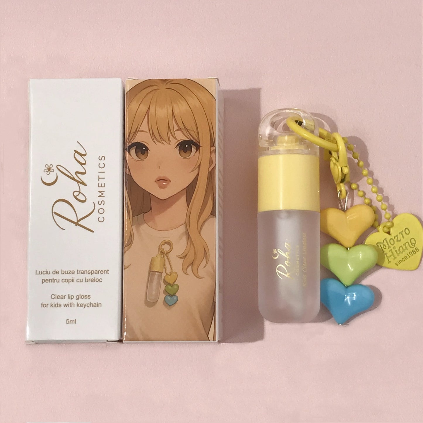 Clear Lip Gloss for Kids with Keychain (Yellow)